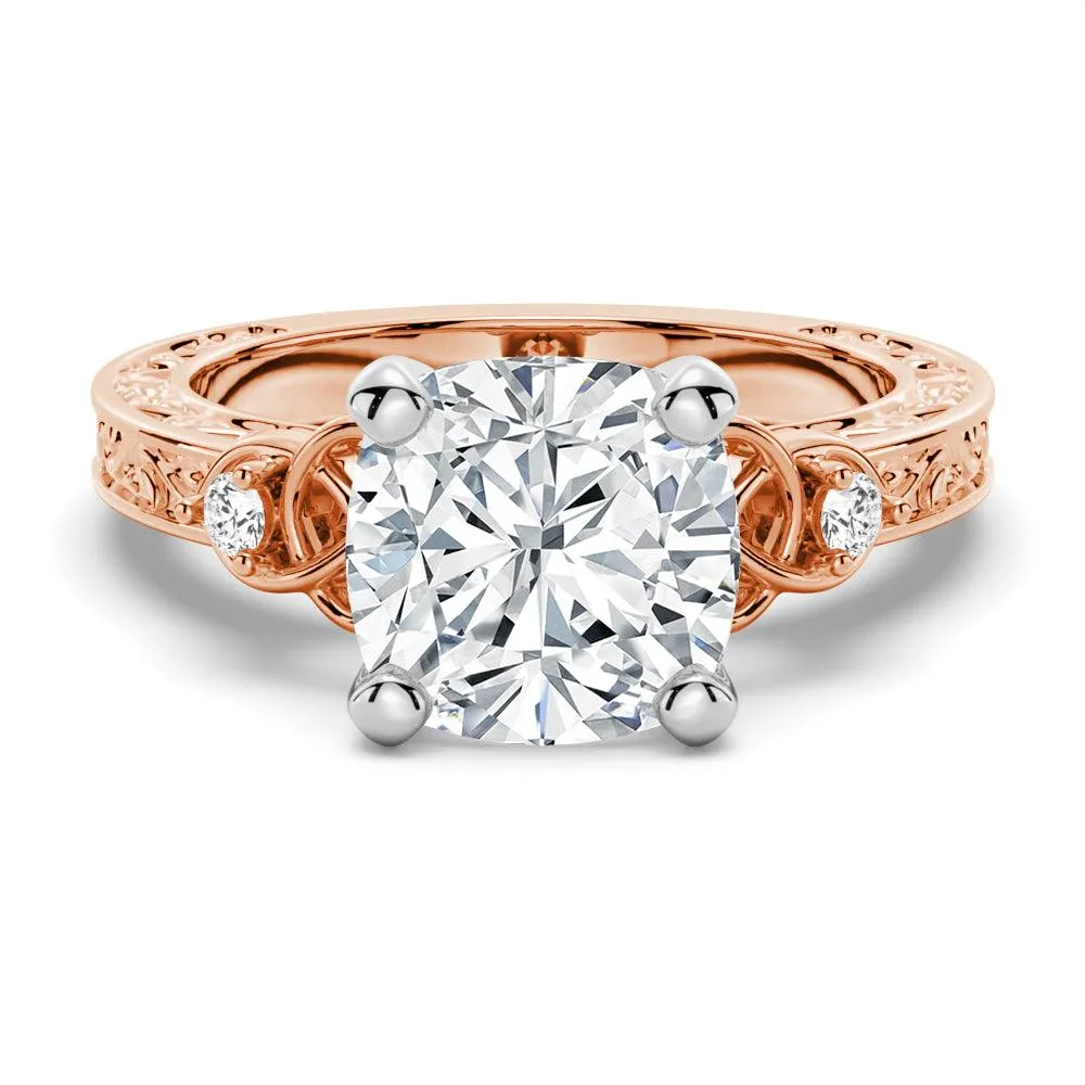 Fashionable Product Vintage Celtic Knots Design Cushion Cut Moissanite Engagement Ring