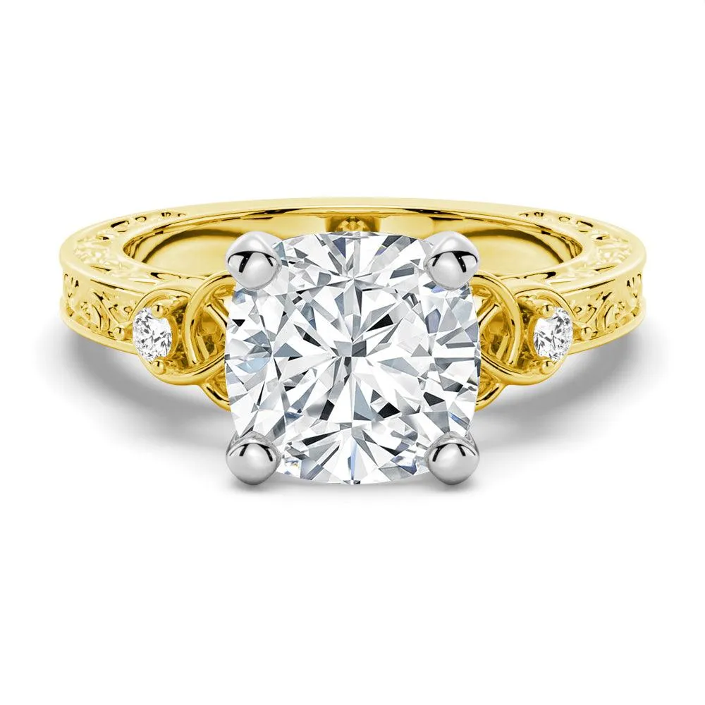 Value Pack Vintage Celtic Knots Design Cushion Cut Moissanite Engagement Ring