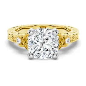 Vintage Celtic Knots Design Cushion Cut Moissanite Engagement Ring Premium Style