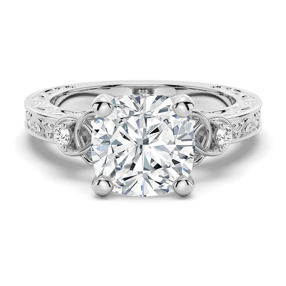 Affordable Adornment Comfortable Piece Vintage Celtic Knots Design Cushion Cut Moissanite Engagement Ring