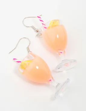 Orange Cocktail Drink Drop Earrings Lustrous Jewelry