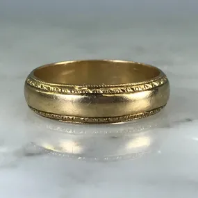 Unique Work Vintage Etched Gold Wedding Band. Size 6.5 US. Stacking Ring. Thumb Ring. Circa 1913.