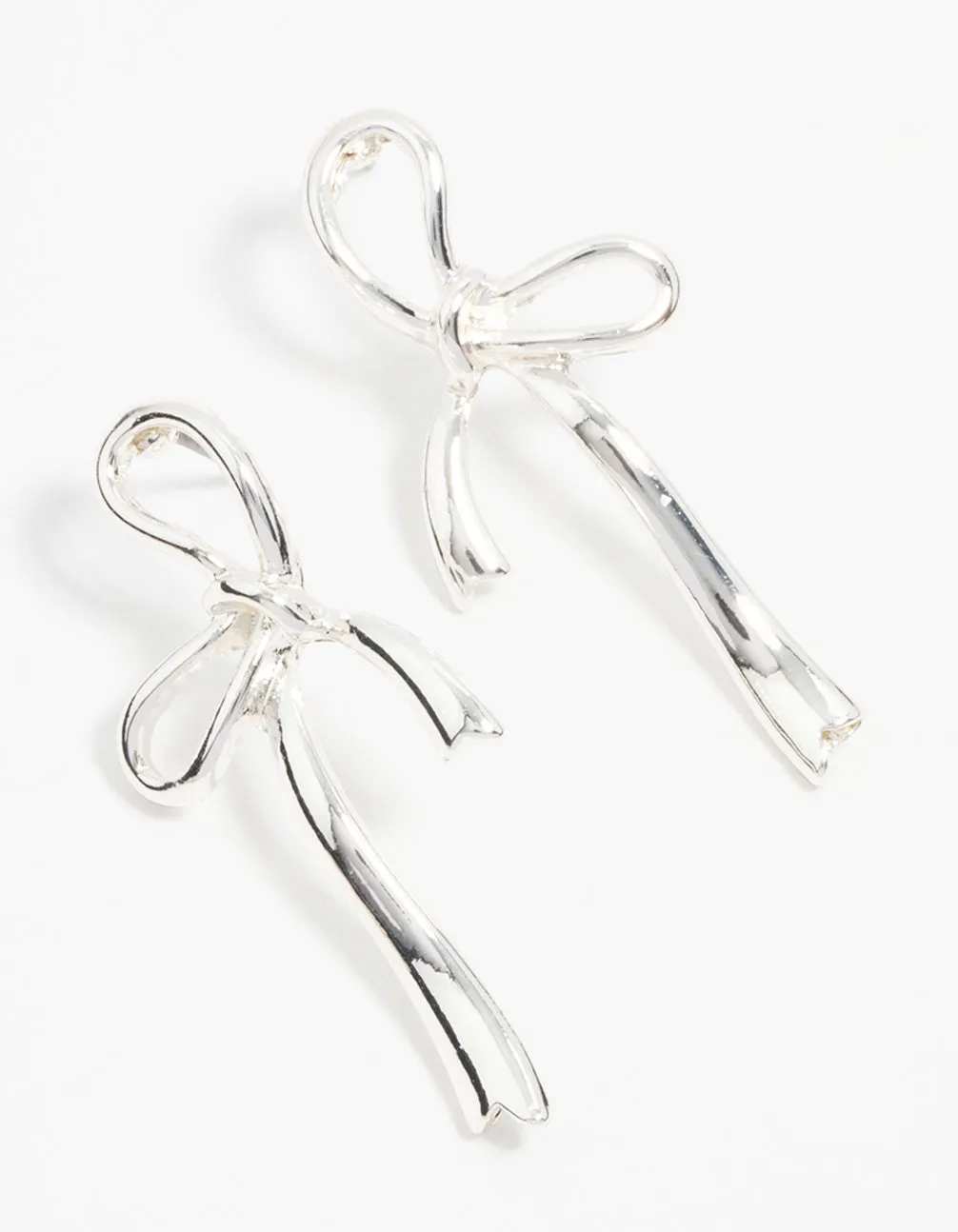 Beautiful Appearance Silver Bow Drop Earrings