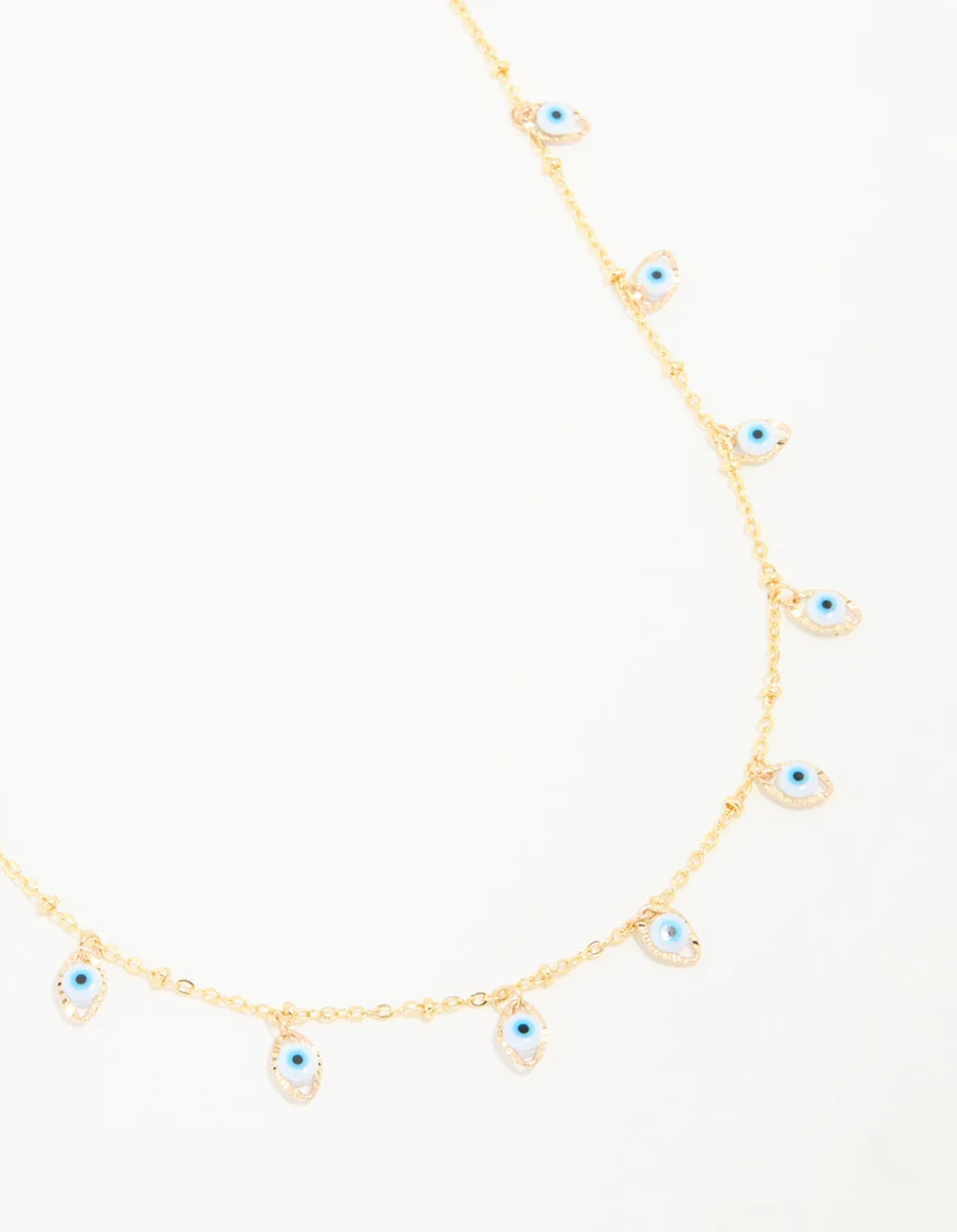 Adjustable Length Jewelry Permanent Item Waterproof Gold Plated Stainless Steel Evil Eye Necklace