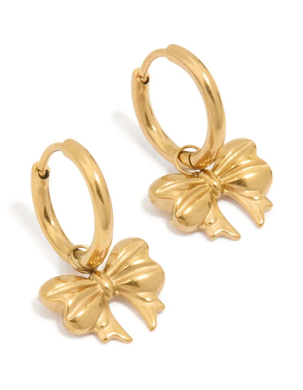 Oversized Accessory Affordable Must-Have Waterproof Gold Plated Stainless Steel Bow Hoop Earrings