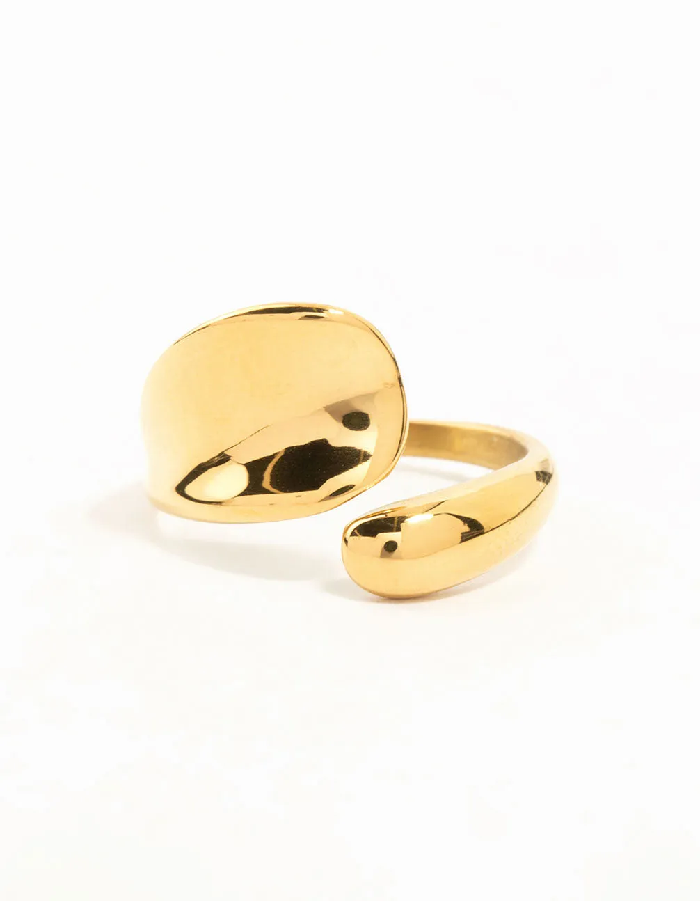 Waterproof Gold Plated Stainless Steel Bold Wrapped Ring Sparkling Piece Minimalist Aesthetic