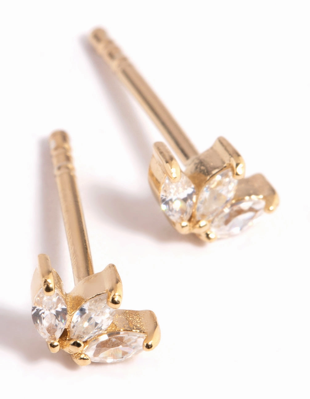 Attractive Option Gold Plated Sterling Silver Cubic Zirconia Leaf Stud Earrings