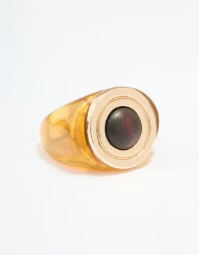 Gold Brown Stone Statement Ring Excellent Object