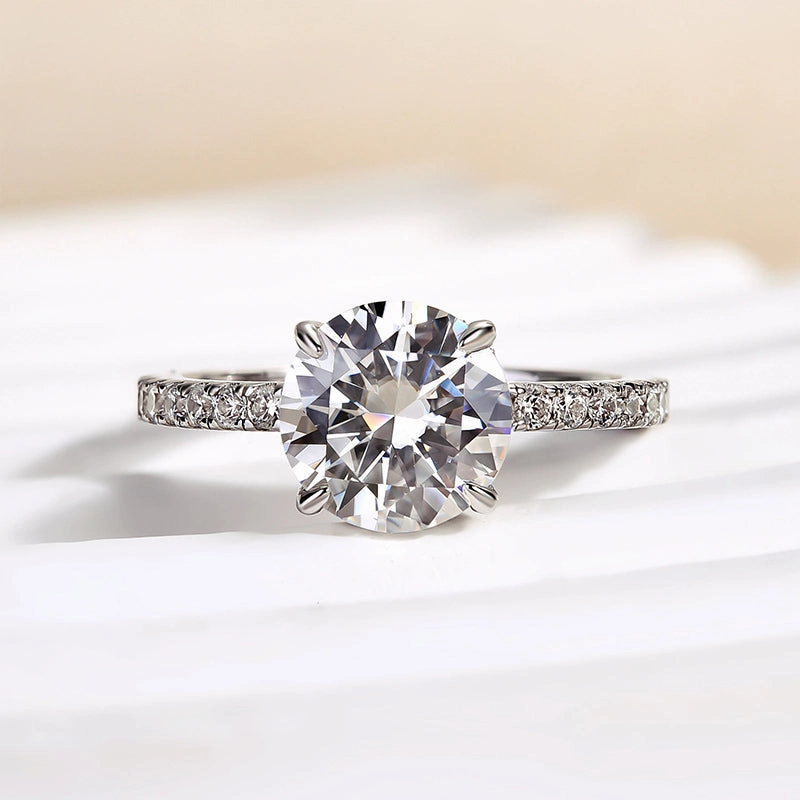Louily Classic Round Cut Engagement Ring In Sterling Silver Subtle Grace