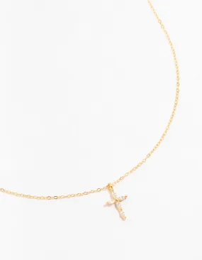 Gold Plated Sterling Silver Cubic Zirconia Cross Necklace fresh start