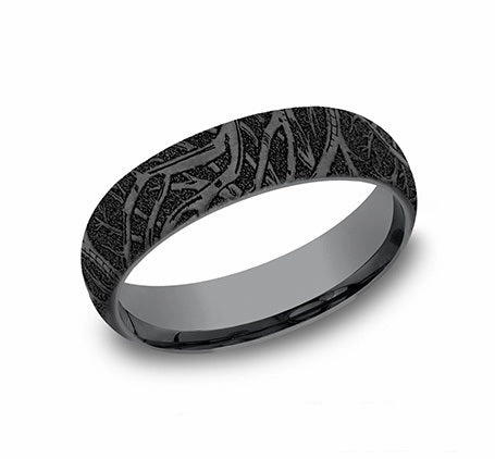Sleek Shape GENTS TANTALUM ENCHANTED FOREST WEDDING BAND
