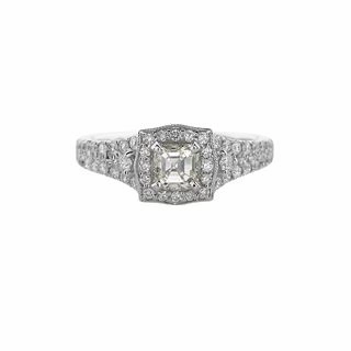 ASSCHER CUT DIAMOND RING WITH DIAMONDS THROUGHOUT SETTING (1.02cttw) Chic Shine