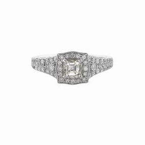 ASSCHER CUT DIAMOND RING WITH DIAMONDS THROUGHOUT SETTING (1.02cttw) Chic Shine