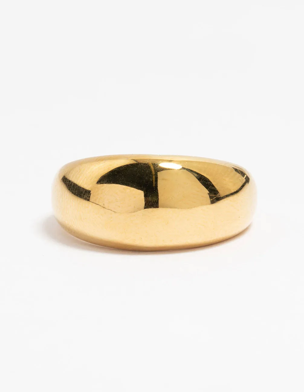 Waterproof Gold Plated Stainless Steel Bold Thick Signet Ring Premium Work Branded Gift