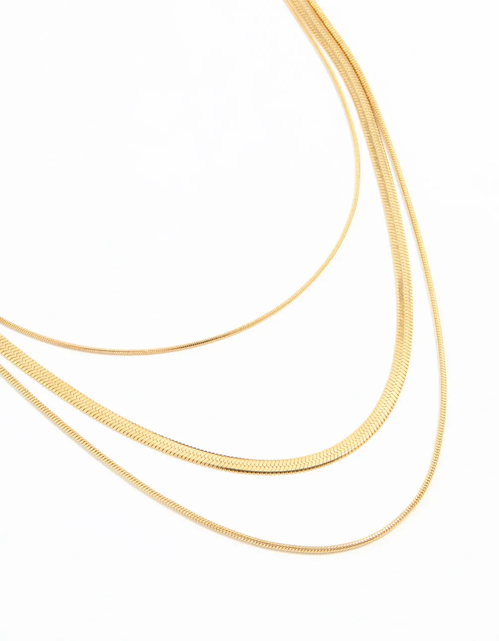 Millennium Adornment Quiet Moment Waterproof Gold Plated Stainless Steel Chain Layered Necklace