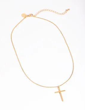 Waterproof Gold Plated Stainless Steel Cross Necklace Elegant Accent Value Piece
