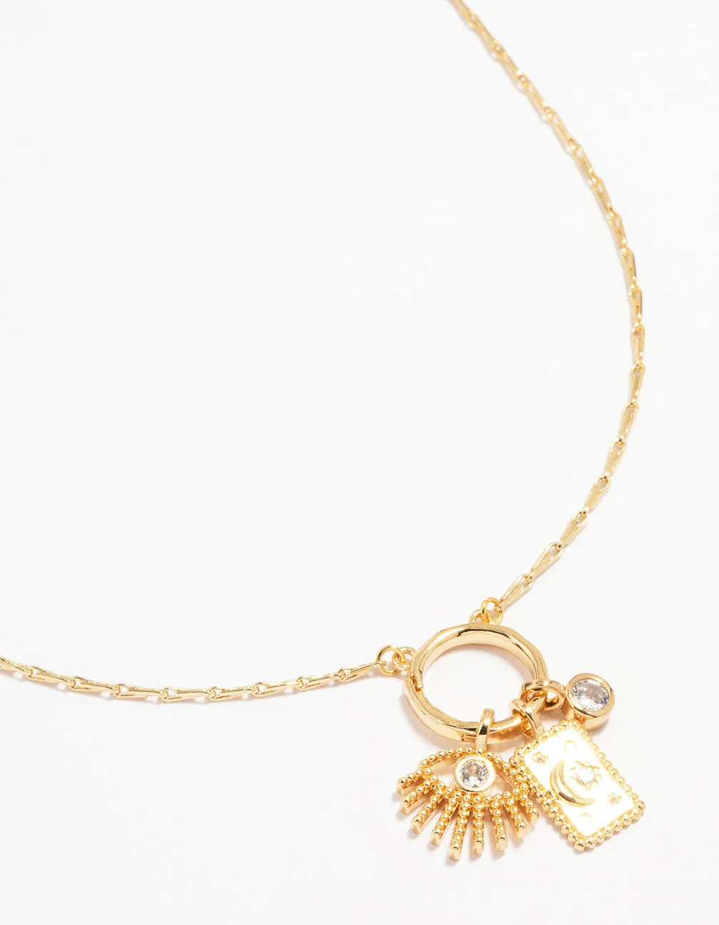 Modern Twist Affordable Jewelry Waterproof Gold Plated Stainless Steel Cubic Zirconia Cluster Charm Hoop Necklace