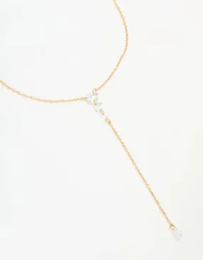 Cultural Highlight Exquisite Style Waterproof Gold Plated Stainless Steel Cubic Zirconia Y-Necklace