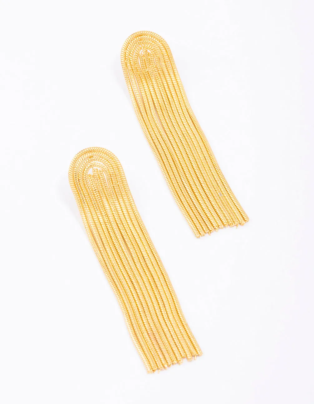 Attractive item Embellished Trinket Waterproof Gold Plated Stainless Steel Curved Box Chain Drop Earrings