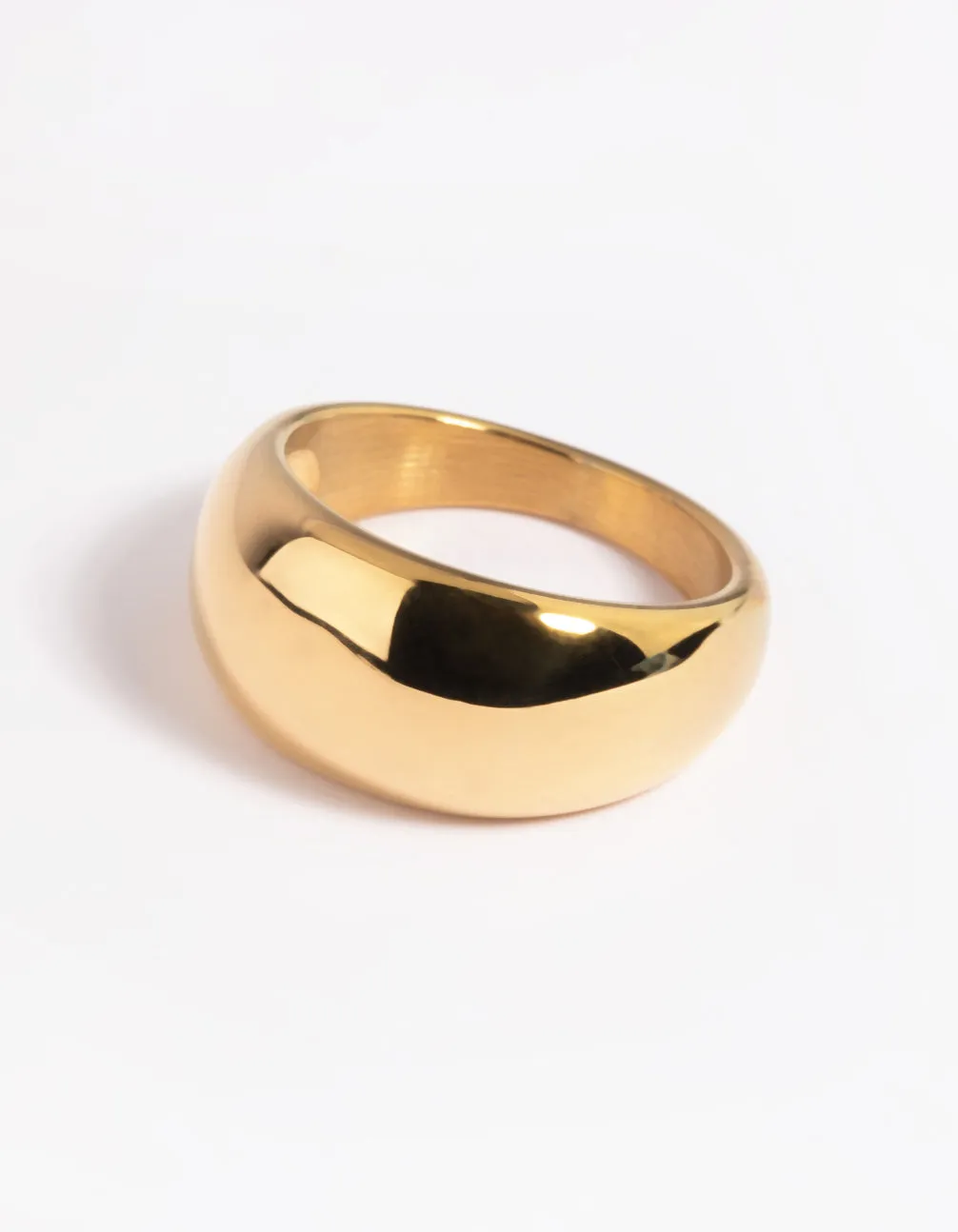 Waterproof Gold Plated Stainless Steel Dome Ring Minimal Texture Anniversary Choice
