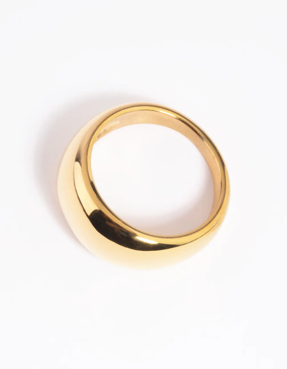 Fantastic Embellishment Waterproof Gold Plated Stainless Steel Dome Ring