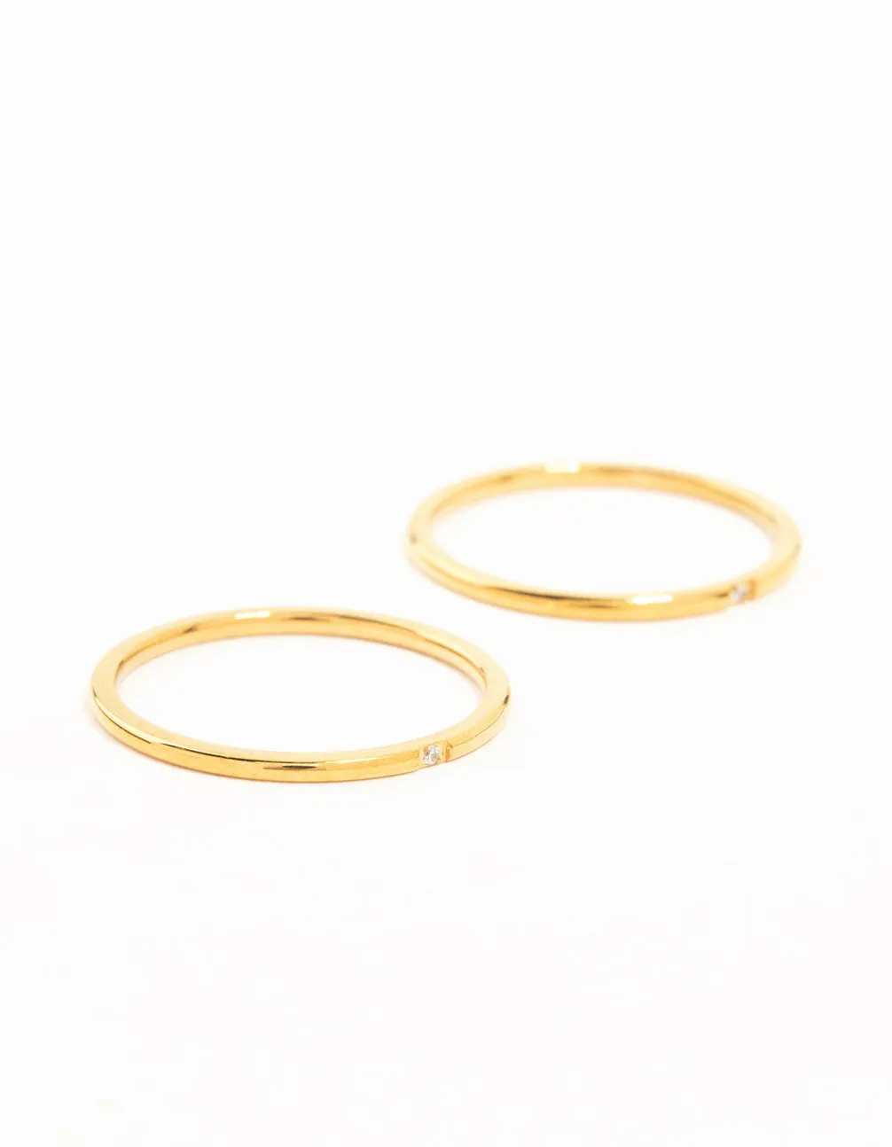Fire Proof Waterproof Gold Plated Stainless Steel Fine Band Rings 2-Pack