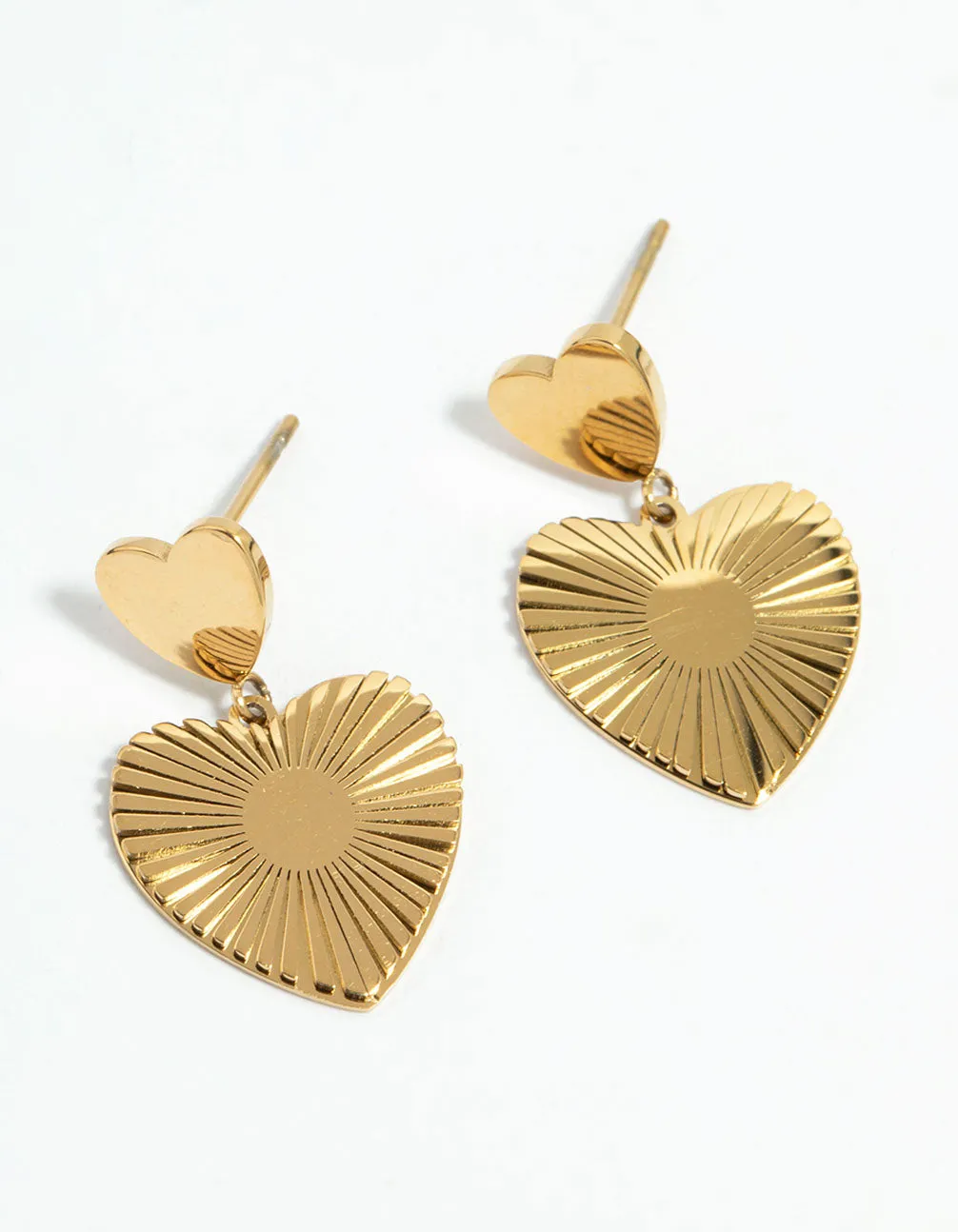 Waterproof Gold Plated Stainless Steel Heart Drop Earrings Chic Finish