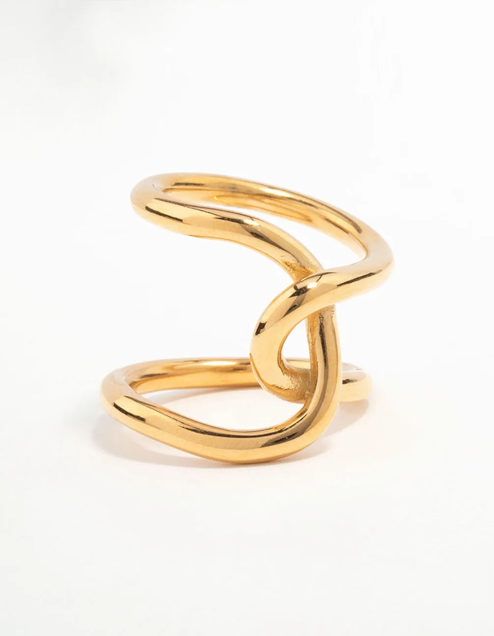 Stylish Ornament Waterproof Gold Plated Stainless Steel Knotted Wrap Ring