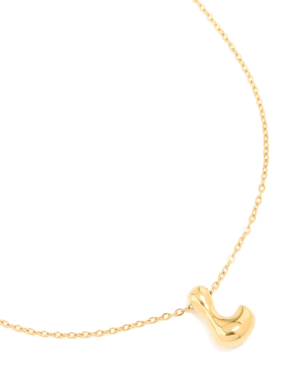 Waterproof Gold Plated Stainless Steel Large Bubble Letter L Necklace Birthday Surprise