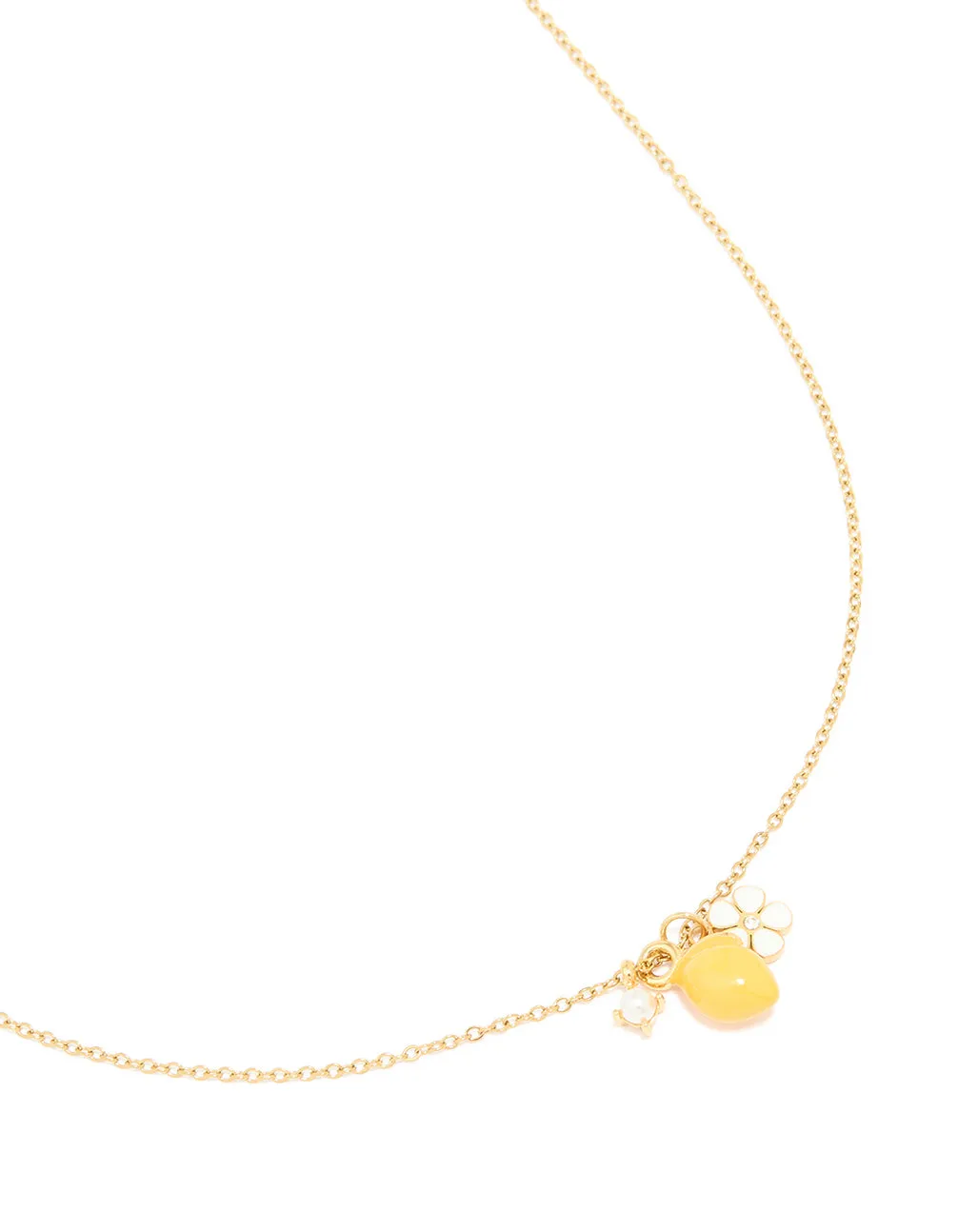 Waterproof Gold Plated Stainless Steel Lemon & Flower Cluster Necklace Superb Gift