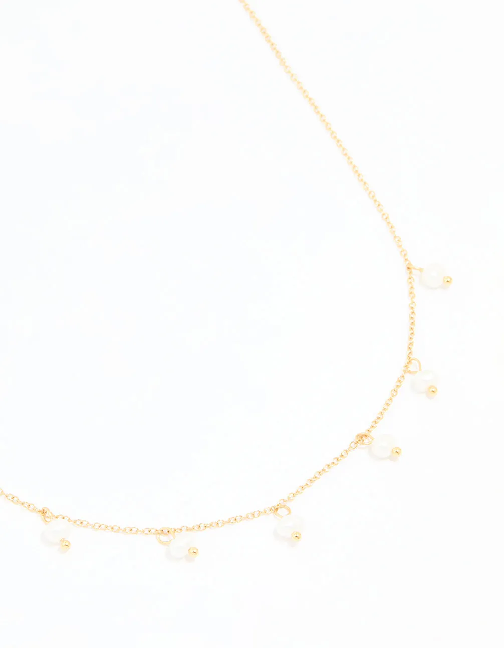 Waterproof Gold Plated Stainless Steel Pearl Charms Necklace Forever Item Affordable Adornment