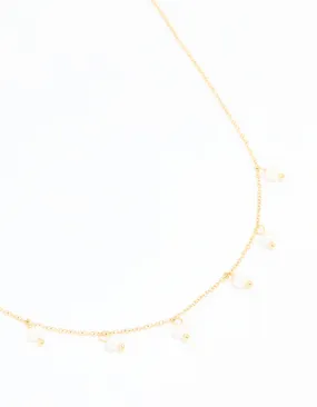 Waterproof Gold Plated Stainless Steel Pearl Charms Necklace Forever Item Affordable Adornment