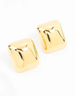 Waterproof Gold Plated Stainless Steel Square Stud Earrings Adorable Ornament