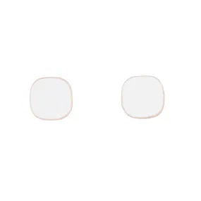 Neutral Item Office Accessory Rose gold Rounded Square White Enamel Stud