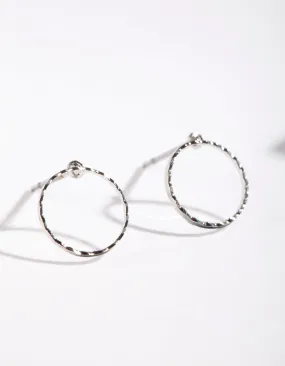 Silver Open Circle Stud Earrings Miniature Jewelry Artistic Adornment