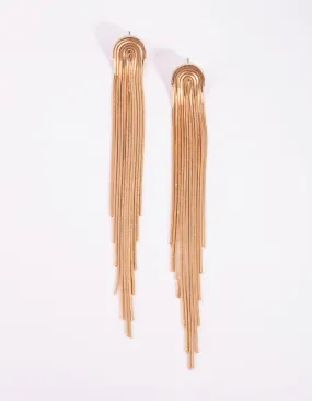 Linear Adornment Gold Waterfall Cup Chain Earrings