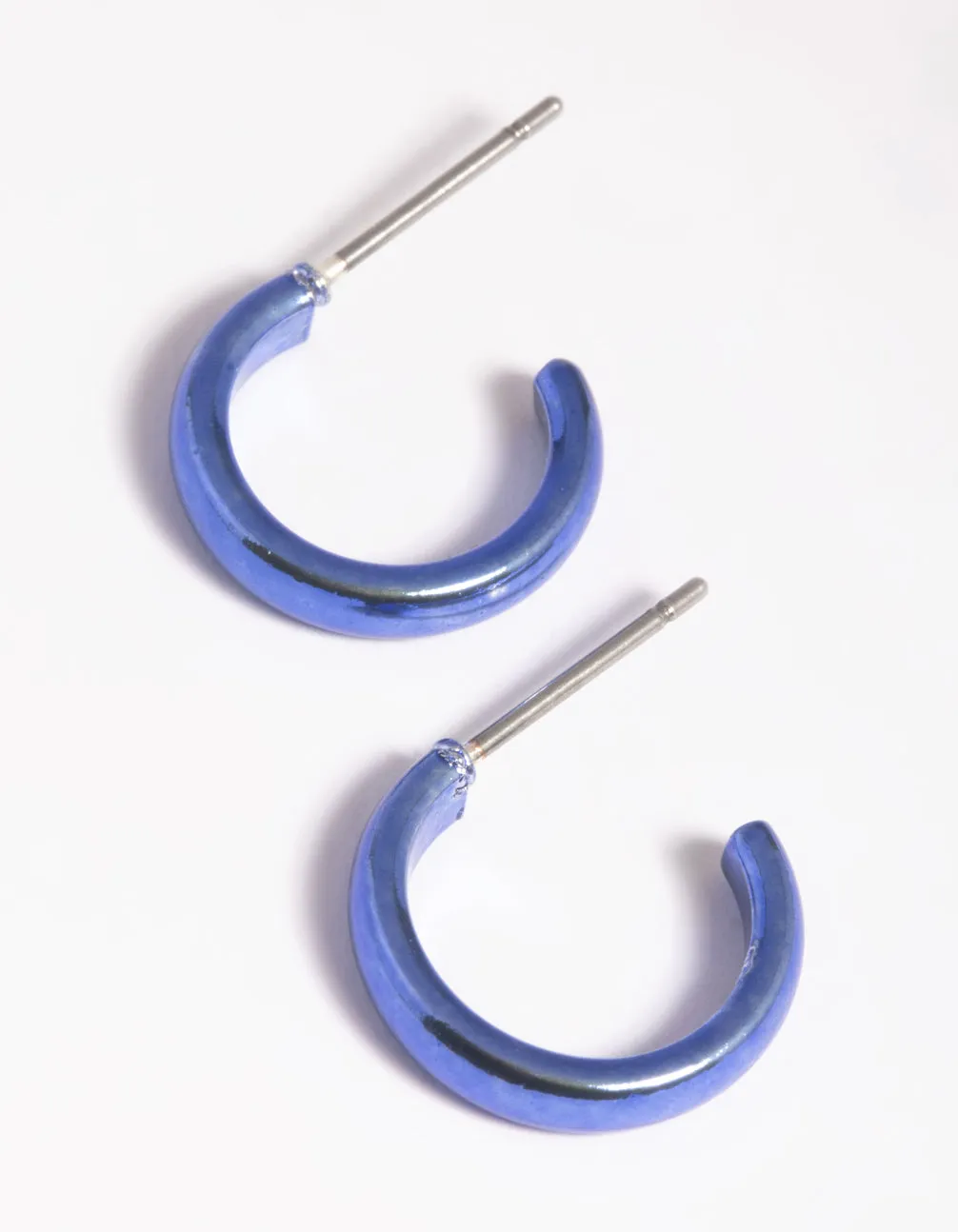 Gorgeous Essential Cute Decoration Matte Blue Metallic Huggie Hoop Earrings