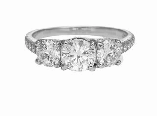 Platinum 3 Stone Engagement Ring (1.80cttw) Timeless Impression Balanced Accent