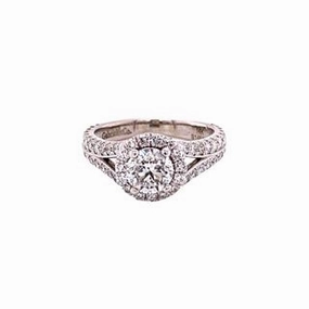 Romantic Present ROUND DIAMOND IN HALO WITH DIAMOND SPLIT SHANK 1.40CT TW