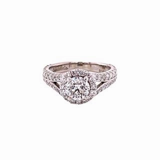 Romantic Present ROUND DIAMOND IN HALO WITH DIAMOND SPLIT SHANK 1.40CT TW