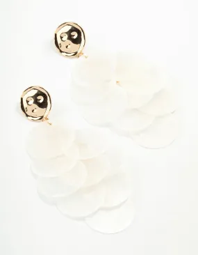 Fashionable Decor Durable Look White Genuine Shell Layered Drop Earrings