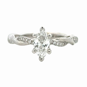 Travel Friendly White Gold Marquise Diamond Twisted Shank Ring