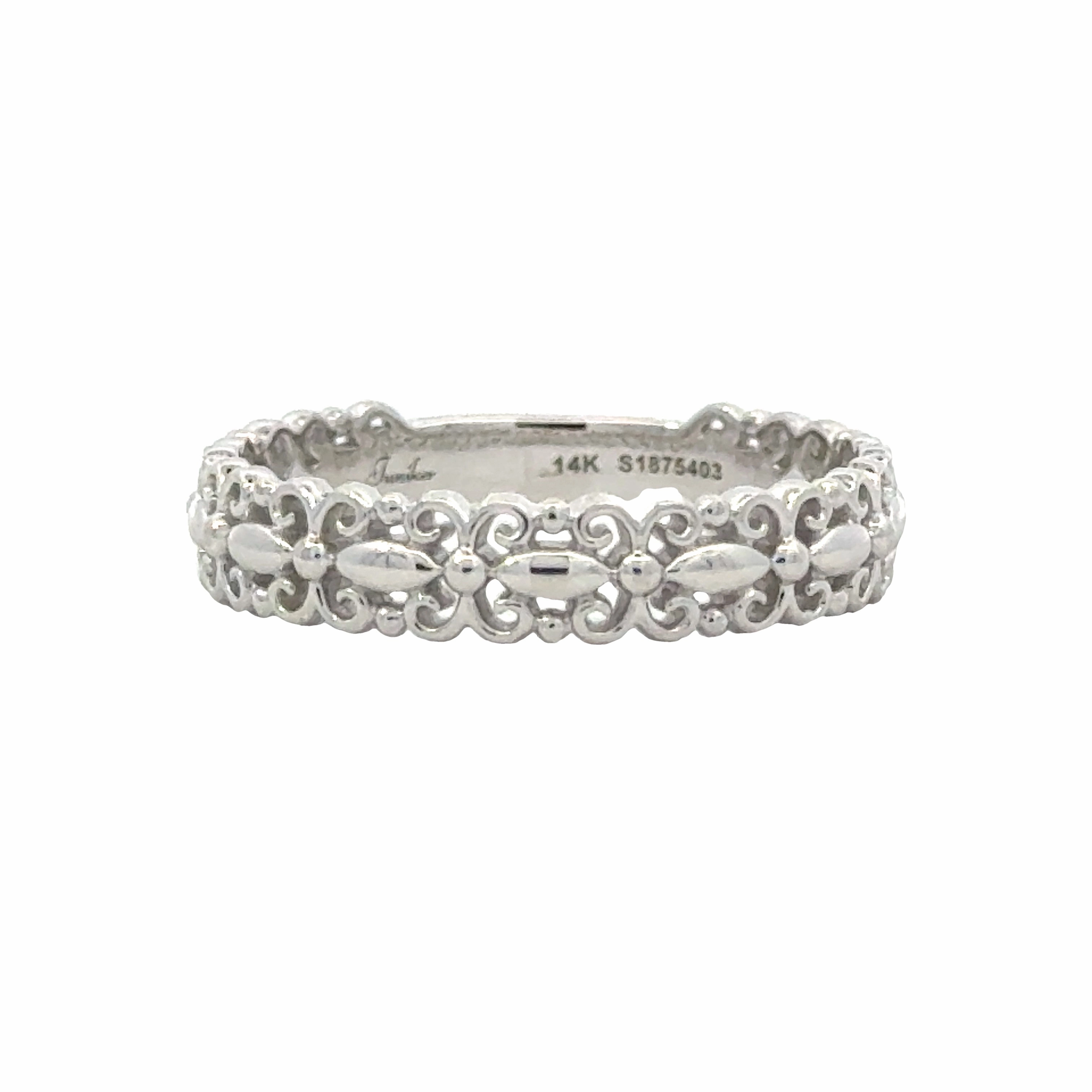 White Gold Stackable Band Smooth Curve