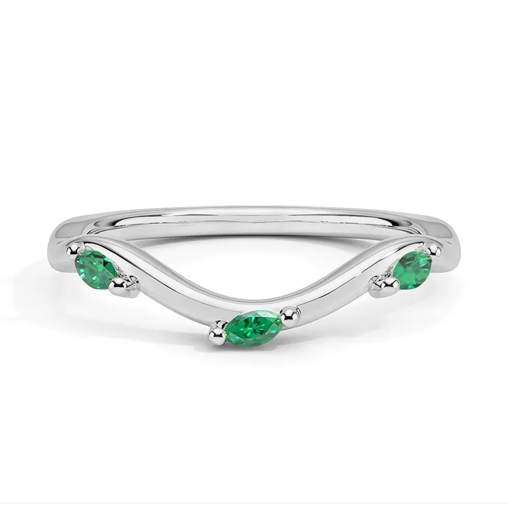 Willow Curved Lab Grown Emerald Band Secure Adornment