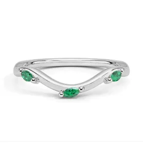 Willow Curved Lab Grown Emerald Band All Age