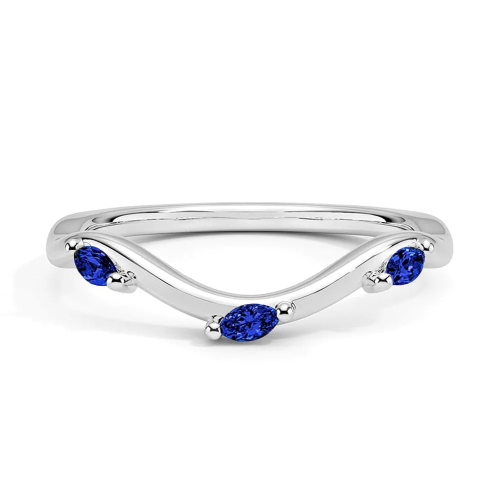 Budget Art Signature Style Willow Curved Lab Grown Sapphire Band
