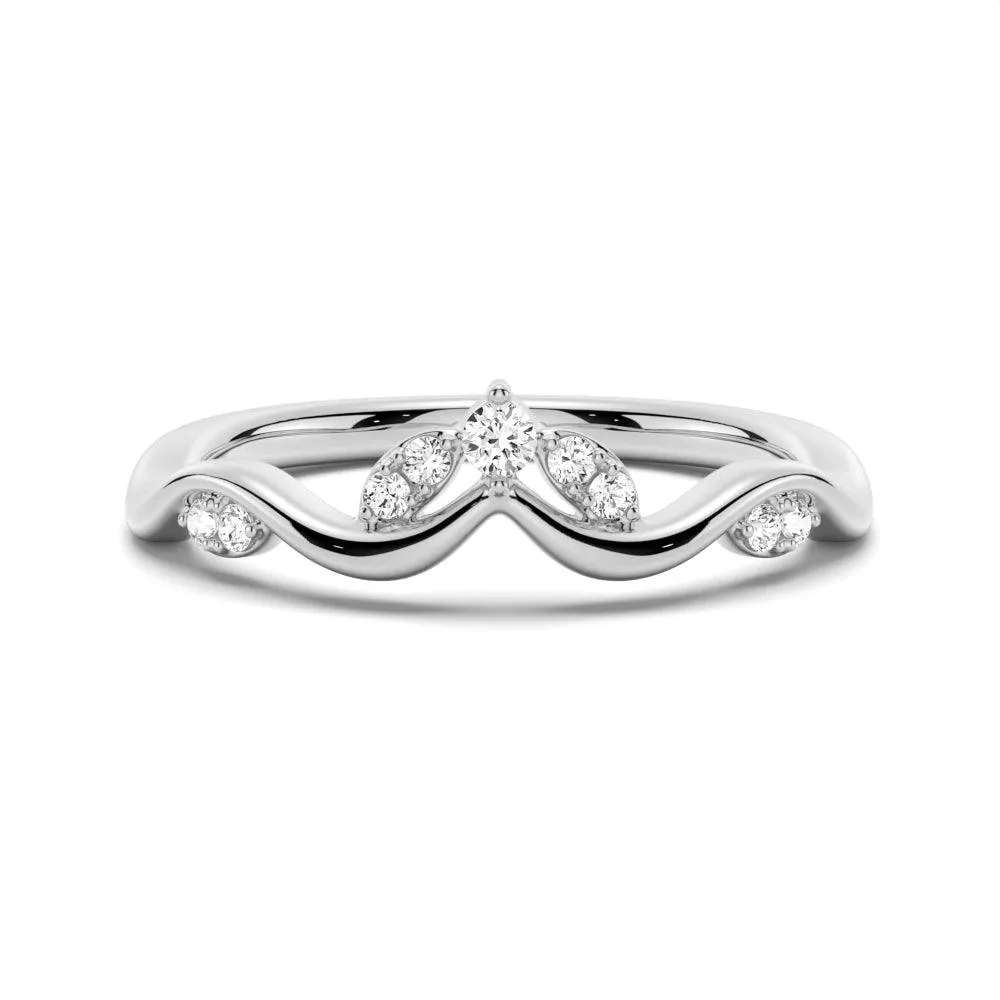 Ornate Adornment Chic Moment Winding Willow Curved Moissanite Wedding Band