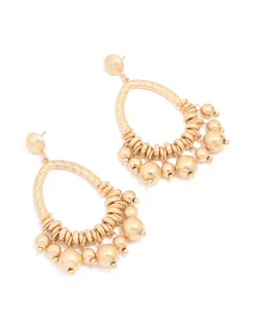 Worn Gold Multi Beads & Rings Drop Earrings Radiant Feature Sturdy Piece