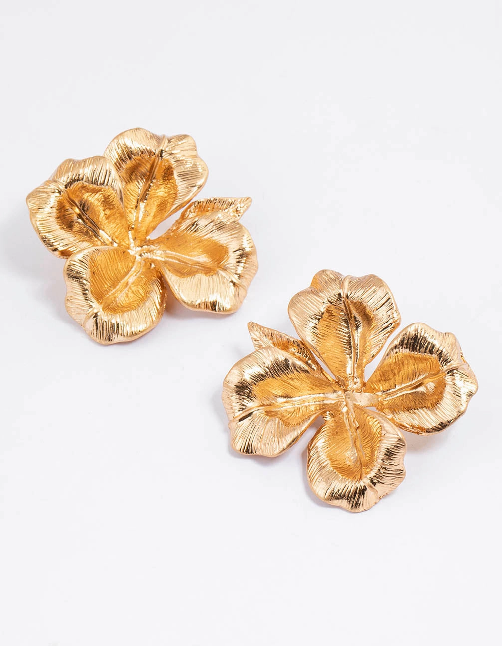 Worn Gold Statement Flower Stud Earrings Safe Accent Stylish Accessory
