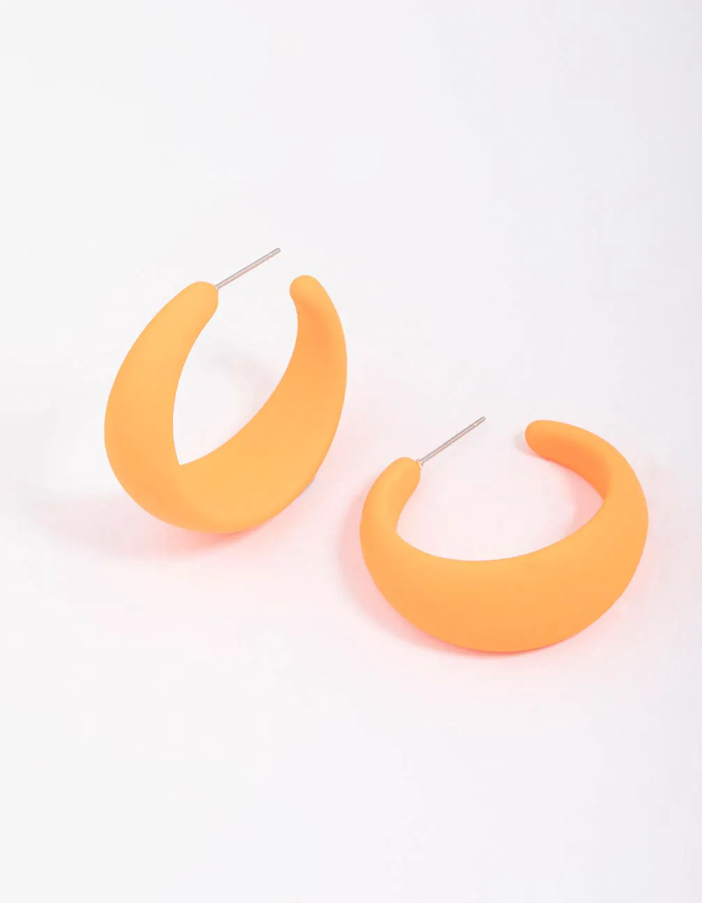 Square Decoration Yellow Rubber Wide Hoop Earrings